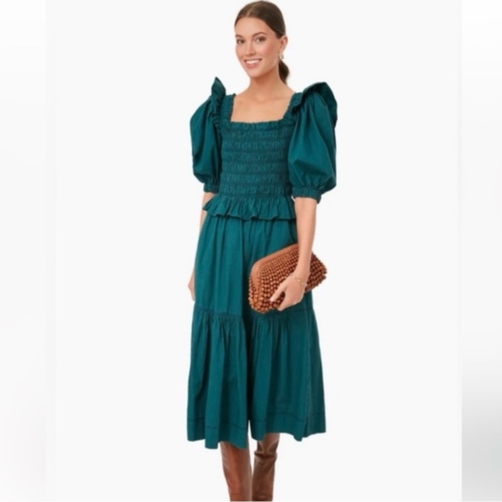 Sea New York/-Elegant Teal Puff Sleeve Dress